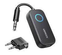 UGREEN AptX Transmisor Receptor Bluetooth 5.3 con Adaptador para Avión | Transmisor Bluetooth Jack 2en1 Audio Jack 3,5mm para TV Coche Altavoz Auriculares Amplificador Móvil PC 28H de Autonomía
