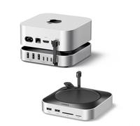 UGREEN Base y soporte para Mac mini con carcasa NVMe SSD para M6/M5 Pro/M4 | 3 puertos USB A de 10 Gbps, puerto de datos USB C, lector de tarjetas SD para Mac mini M6/M4/M4 Pro/M5 Pro