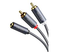 UGREEN Cable de Audio Estéro 3.5mm Hembra a 2RCA Macho, Adaptador RCA en Y Chapado en Oro, Cable Audio jack 3,5mm a 2RCA para PC al Amplificador, Móvil al Sound Box, Sistema Estéreo y Home Cinema,1M