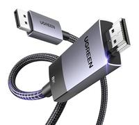 UGREEN Cable DisplayPort 1.4 a HDMI 2.1 8K 60Hz 4K 240Hz HDR HDCP Nylon Trenzado Compatible con PC TV Proyector Monitor, 2M