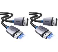 UGREEN Cable DisplayPort 2.1 16K 60Hz 8K 120Hz 4K 240Hz 2K 360Hz HDR HDCP 80Gbps Cable DP Carcasa de Aluminio Nylon Trenzado Compatible con PC Monitor TV Pantallas de Juego, 2M (Paquete de 2)
