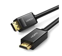 UGREEN Cable Displayport a HDMI, 4K UHD 3840x2160 @30Hz Cable DP a HDMI, Adaptador Display Port a HDMI 1080P@60Hz para Portatil HP, ThinkPad, DELL, Tarjeta Gráfica, HDTV, Proyector, Monitor, 3Metros