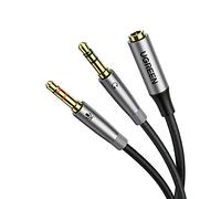 UGREEN Cable Divisor Audio y Micrófono, Hi-Fi Estéreo Adaptador Jack Micro y Auriculares, Mic Audio Y Splitter Jack Hembra a 2 Macho Compatible con PS4 Xbox One Gaming Headset Altavoz iPad PC Laptop
