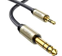 UGREEN Cable Jack 6.35mm a 3.5mm Macho, HiFi Sonido Cable Aux, Nylon Trenzado Cable Audio Estéreo Compatible con Guitarra/Teclado Eléctrica, Mesa de Mezclas, Amplificador, Altavoz, Móvil, PC, 2Metros