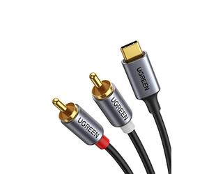 UGREEN Cable USB C a 2 RCA DAC Chip HiFi Audio Estéreo Compatible con iPad Pro Galaxy S23 Pixel Nord PC PS5 PS4 Amplificador HDTV Home Cinema (1.5 M)