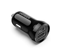UGREEN Cargador Coche USB Carga Rápida, Cargador Mechero Coche 5V/4.8A/24W Doble USB Puerto, Mini Cargador Coche USB 12V-24V Compatible con Móviles y Tabletas, iPhone, iPad, Galaxy, Xiaomi, Huawei