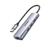 UGREEN CM266 Hub Adaptador 5 en 1 USB, 3 x USB 3.0, Micro USB, RJ45 (Gris)