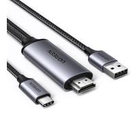 UGREEN Convertidor de Vídeo USB C a HDMI 2.0 4K@60Hz UHD Cable de Alimentación USB A(1M) Adaptador Compatible con iPhone 17 Pro Max Air, Win, macOS, Linux; PS5/4, XBox Series; PC, DVD, Cámara(2M)