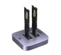 UGREEN Docking Station de Doble Bahía M.2 NVMe 20Gbps, USB 3.2 Gen 2 Caja SSD NVMe Dual Bay para SSD PCIe M/MB Key Compatible con Clonación Fuera de Línea, UASP, Trim y S.M.A.R.T.