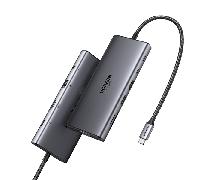 ugreen hub 11-in-1 usb-c to 3xusb-c 2x usb-a hdmivgarj45sdtf3.5 mm - grey