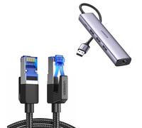 UGREEN Hub Ethernet USB 3.0 1000Mbps Concentrador RJ45 con 3 Cable de Red Ethernet Cat 8 LAN 40Gbps 2000MHz