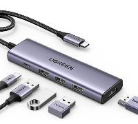 ugreen hub ugreen 5 en 1 usb - c a hdmi con 3 puertos usb 30 a+pd 100w