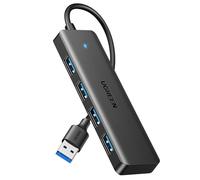 UGREEN Hub USB 3.0 con 4 Puertos Adaptador Ladron Multipuertos 5Gbps Alta Velocidad Compatible con MacBook Pro Air iMac Surface XPS PC Portátil Disco Duro Teclado Ratón PS5 (15cm)