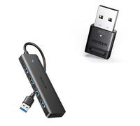 UGREEN Hub USB 3.0 con 4 Puertos y USB Bluetooth 6.0 Adaptador Bluetooth para PC Windows 11 10 8.1 (15cm)
