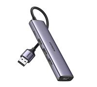 UGREEN Hub USB 3.0 de 4 Puertos de Aluminio, Adaptador multipuerto USB Ultrafino, Divisor USB C Alimentado Compatible con MacBook, iMac, Surface, Laptop, PC, Mouse, Teclado, Unidad Flash y más
