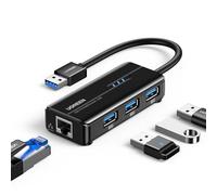 UGREEN Hub USB 3.0 Ethernet Adaptador 1000 Gigabit Tarjeta Red LAN RJ45 con 3 Puerto 5Gbps Compatible con Xiaomi Mi Box S Macbook Y530 Ideapad Raspberry Pi 4 y Otros PC