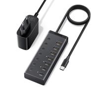 UGREEN Hub USB-C 7 en 1 Alimentado con Interruptores, Cable de 100 cm | Multipresa USB con 5 Puertos USB-A + 2 USB-C, 5 Gbps, Alimentación Incluida, para PC, Ordenador Portátil, Disco Duro, Teclado