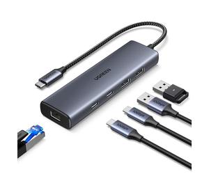 UGREEN Hub USB C a Ethernet 6 en 1 1000Mbps Adaptador LAN a Thunderbolt 3 Type C 10Gbps Compatible con iPhone 17 Pro MAX Air 16 15 MacBook Pro Air M2 iMac iPad Xiaomi Mi13 Galaxy S24 S23