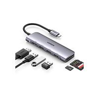 UGREEN Hub USB C, Adaptador multipuerto Tipo Carcasa de Aluminio con Transferencia de Datos HDMI 3.0 4K, Lector de Tarjetas SD/TF Compatible con MacBook Air, Pro, XPS y más, 70410