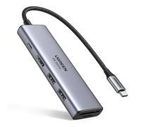 Hub Ugreen 6en1 USB-C Gris Plata HDMI 4K60Hz 2xUSB-A SD TF PD 100W Compacto