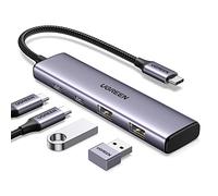 UGREEN Hub USB C, Divisor USB C de 4 Puertos de 5 Gbps con 2 Puertos USB C y 2 Puertos de Datos USB A, Adaptador de Aluminio Tipo C a múltiples USB para Thunderbolt MacBook M1/M2, iPhone 15 Pro