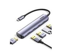 UGREEN HUB USB C HDMI 4K, 5 En 1 Adaptador USB C HUB a 4K HDMI, 4 USB 3.0 5Gbps, Compatible con Macbook Pro/Air M2 M1 2023 2022 2021, iPad Pro 2022, Surface Pro 8, DELL XPS 15, Steam Deck, Galaxy S23