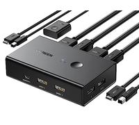 UGREEN KVM HDMI Switch 4K 60Hz 2 Entradas 1 Salida 2 PC Comparten 1 Monitor | 4 Puertos USB 2.0 Comutador con Control de Escritorio y Cable para Teclado Mouse Impresora USB Stick