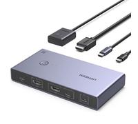 UGREEN KVM Switch HDMI usb C 4K 60Hz 2 Entradas 1 Salida 4 Puertos USB 3.0 3A 5Gbps Conmutador Compatible con MacBook PS5 Ordenador Host Steam Deck