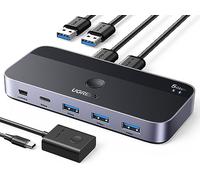 UGREEN KVM Switch USB 3.0 2 Entradas y 4 Salidas Conmutador | 2 PC Comparten 4 Dispositivos, para Teclado, Ratón, Memorias, Disco Duro, Impresoras, Escáneres, etc