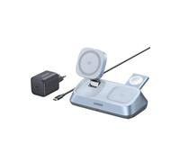 UGREEN MagFlow 3 en 1 Cargador Inalámbrico iPhone Qi2 25W Magsafe | Compatible con iPhone 17/16/15/14/13/12 Air Plus Pro Max AirPods 4/3/Pro 3/2/1 iWatch Estación de Carga Rápida