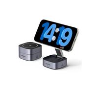 UGREEN MagFlow Cargador Inalámbrico 2 en 1, Estación de Carga Magnética, Compatible con iPhone 17 Pro MAX Air/16/15/14/13/12 Series, AirPods Pro 2/3