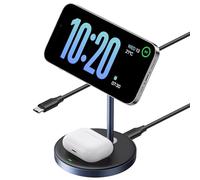 UGREEN MagFlow Cargador Inalámbrico 2 en 1, Estación de Carga Magnética para Airpods, Soporte para Móvil Compatible coniPhone 17 Pro MAX Air/16/15/14/13/12 Series, AirPods Pro 2/3