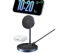 UGREEN MagFlow Cargador Inalámbrico Compatible con Soporte de Carga MagSafe, Estación de Carga Magnética 2 en 1 para iPhone 17 Pro Max Air/16/15/14/13/12, AirPods 4/3/2/Pro