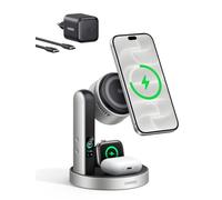 UGREEN MagFlow Pro 3 en 1 Wireless Charger Qi2 25W, Ventilador Tec | Compatible con iPhone 18-12 Air/Plus/Pro/Max, iWatch 12-6/Ultra 2/Ultra/SE 2/SE, AirPods 5/4/3/2/Pro 2, Adaptador incluido
