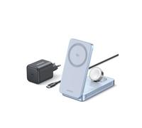 UGREEN MagFlow Qi2 25W Cargador Inalámbrico 3 en 1 Plegable | Compatible con iPhone 17 16/15/14/13/12 Air Plus Pro Max AirPods 4/3/Pro 3/2/1 iWatch, Estación de Carga Magnética