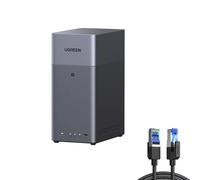 UGREEN NASync DH2300 NAS de Escritorio 2 Bahías + Cable de Red Ethernet Cat 8 LAN, 4GB RAM, Conexión NFC One-Touch, LAN 1GbE, Álbum de Fotos AI, NAS Fácil para Principiantes (Sin Discos)