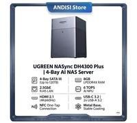 UGREEN NASync DH4300 Plus, Servidor NAS de 4 Bahías, Almacenamiento en la Nube Privada, CPU Rockchip de 8 Núcleos, 8GB de RAM, LAN de 2.5GbE, HDMI 4K, 120TB, Servidor de Nube Personal
