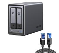 UGREEN NASync DXP2800, NAS de Escritorio de 2 bahías + Cable de Red Ethernet Cat 8 LAN, CPU Intel N100 de Cuatro núcleos, 8 GB de RAM DDR5, 2,5 GbE, 2 Ranuras M.2 NVMe, HDMI 4K (sin Disco)