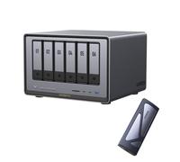 UGREEN NASync DXP6800 Pro, NAS de Escritorio de 6 bahías + Carcasa M.2 NVMe, CPU Intel i5 1235u de 10 núcleos, 8 GB de RAM DDR5, 2 Ranuras 10 GbE, 2 Ranuras M.2 NVMe, HDMI 8K, 2 TBT4 (sin Disco)