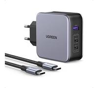 UGREEN Nexode 140W Cargador USB C Rápido GAN PD 3.1, Adaptador de Corriente 3 Puertos con 240W Cable Type C 1,5M Compatible MacBook, iPad, iPhone 16/15/14, Galaxy S23/S22/S21