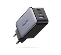 UGREEN Nexode 65W USB C GAN Tech Cargador 3 Puertos, Adaptador de Corriente USB C Compatible con MacBook Air, iPhone 16/15/14/13, iPad, Samsung Galaxy S24/ S23/ S22, Google Pixel 7 Pro Negro