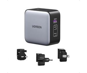 UGREEN Nexode 65W Cargador USB C de Viaje GAN Internacionales Universales | 3 Puertos, PD 3.0, PPS 25W, Compatible con MacBook Pro Air iPad iPhone 17 Pro MAX Air 16 15 14 13 Galaxy S26 25 24 Pixel 10