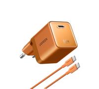 UGREEN Nexode Air 65W Cargador USB C Carga Rápida GAN II Alimentador con Cable Tipo C Compatible con MacBook Pro Air iPad iPhone 17 Air Pro MAX 16 15 14 13 Galaxy S26 25 Pixel 10 (Naranja)