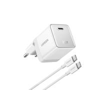 UGREEN Nexode Air 65W Cargador USB C Carga Rápida GAN II Alimentador con Cable Tipo C Compatible con MacBook Pro Air iPad iPhone 17 Air Pro MAX 16 15 14 13 Galaxy S26 25 Pixel 10 (Blanco)