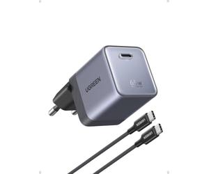 UGREEN Nexode Air 65W Cargador USB C Carga Rápida GAN II Alimentador con Cable Tipo C Compatible con MacBook Pro Air iPad iPhone 17 Air Pro MAX 16 15 14 13 Galaxy S26 25 Pixel 10 (Gray)