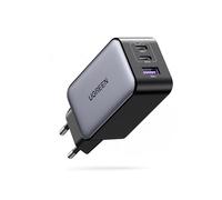 UGREEN Nexode 65W USB C GAN Tech Cargador 3 Puertos, Adaptador de Corriente USB C Compatible con MacBook Air, iPhone 16/15/14/13, iPad, Samsung Galaxy S24/ S23/ S22, Google Pixel 7 Pro Negro