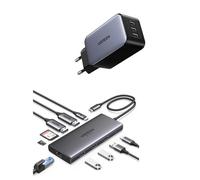 UGREEN Nexode Cargador USB C 65W con 3 Puertos + Revodok Pro 210 Docking Station USB C 10 En 1