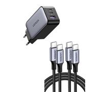 UGREEN Nexode Cargador USB C 65W con UGREEN 2Pack Cable USB C Carga Rápida PD 3.0 100W 1M