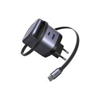 UGREEN Nexode Cargador USB C con Cable Retráctil 65W GAN, Carga Rápido con 3 Puertos, Compatible con MacBook Pro/Air, Galaxy S-A, iPhone 16-8, iPad