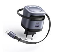 UGREEN Nexode Cargador USB-C GAN 45W 3 en 1 con Cable Retráctil, Carga Rápida Super Fast Charging 2.0 PD 3.0 QC 3.0, Compatible con Samsung, MacBook, iPhone 17/17 Air/17 pro/17 Pro MAX, para Viajes